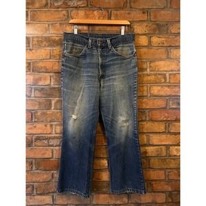 Vintage 70s 80s Levis Mens Distressed Medium Wash Straight Leg Denim Jeans 32x26